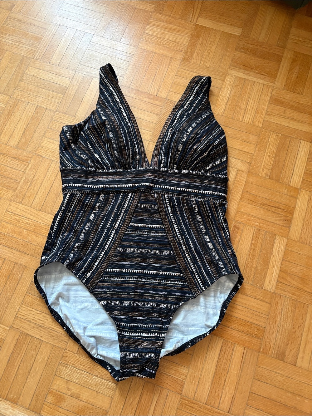 Miraclesuit Striped One-Piece Swimsuit. NWOT